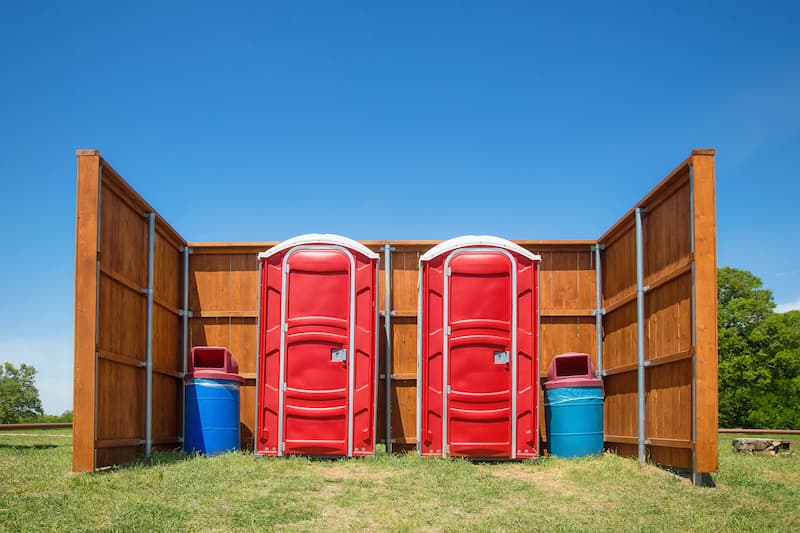 Short-term porta potty units staged for delivery in Biloxi, Mississippi